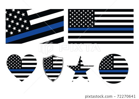 USA flag with a thin blue line Stock Vector