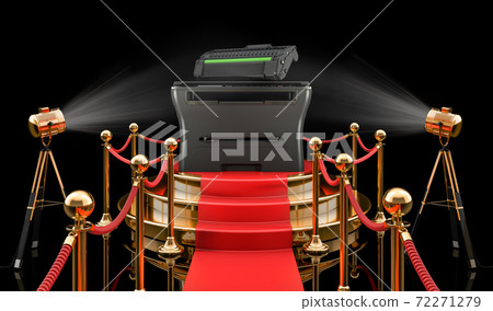 Podium with multifunction printer MFP, 3D rendering 72271279