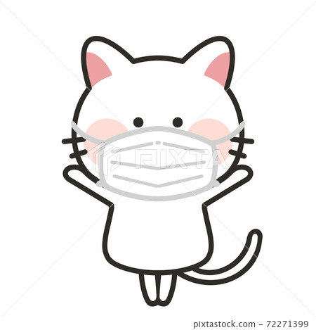 Illustration of a cat wearing a mask White cat Illustration of a cat wearing a mask White cat 72271399