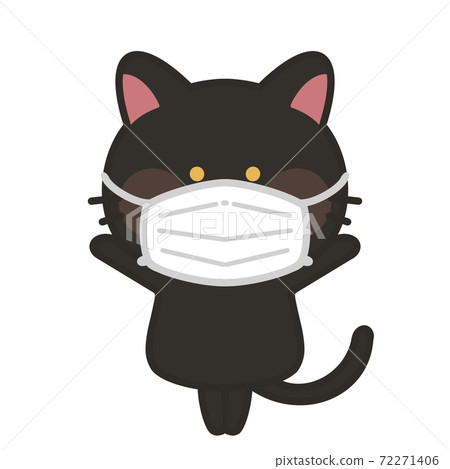 Illustration of a cat wearing a mask Black cat Illustration of a cat wearing a mask Black cat 72271406