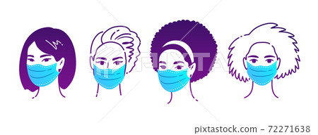 Illustrations of characters in medical masks 72271638