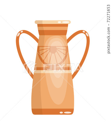 Greek vase in ancient style as template for Interior. Greece culture ceramic urn in traditional color and form. Vector greek antiquity amphora 72271653