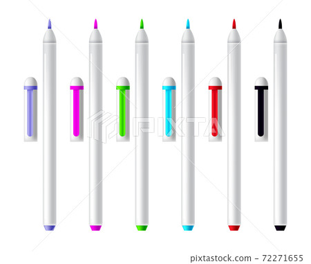 Felt Tip Pens. Colorful Marker Pens Set Stock Vector