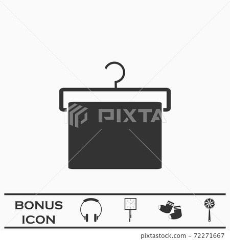 Hanger with towel icon flat. 72271667