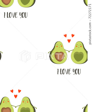 seamless pattern with cute avocado for... - Stock Illustration ...