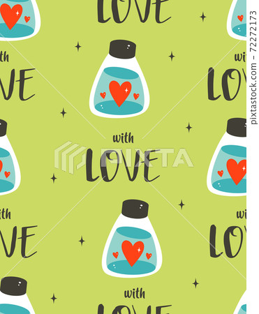 seamless pattern with bottle and hearts for valentines day 72272173