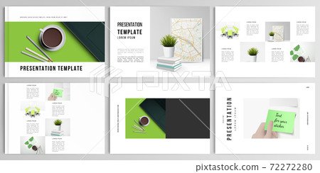 Vector layouts of presentation design templates for brochure, cover design, flyer, book design, magazine, poster. Home office concept, study or freelance, working from home. 72272280