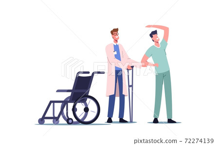 Rehabilitating Physical Activity, Orthopedic Therapy Rehabilitation. Therapist Doctor Working With Disabled Patient 72274139