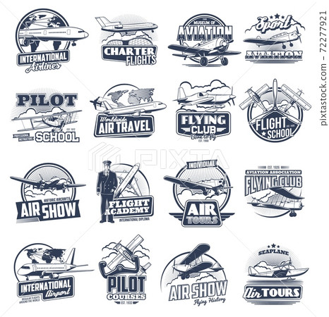 Aviation vector icons vintage and modern planes Aviation vector icons vintage and modern planes 72277921