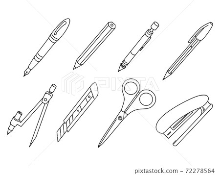 經營文具套裝圖線描圖標 72278564