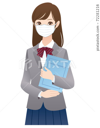 Explanation of a girl student wearing a mask Explanation of a girl student wearing a mask 72281216