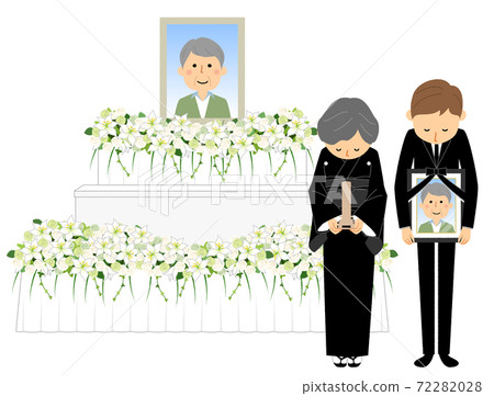 Funeral altar and bereaved family - Stock Illustration [72282028] - PIXTA