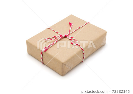 Gift box kraft on isolated on white background with romantic, presents for Christmas day. 72282345