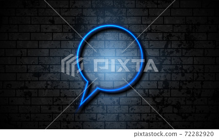 Blue neon speech bubble on dark brick wall Blue neon speech bubble on dark brick wall 72282920