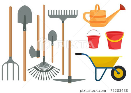 Gardening tools set in flat design vector illustration isolated on white background 72283488