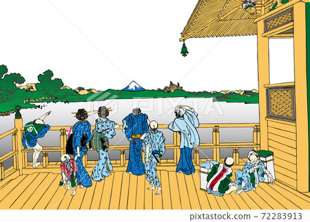 葛飾北齋圖像500 Rakanji Sazaedo明亮版白色背景 72283913