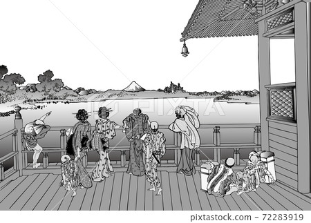 Katsushika Hokusai image 500 Rakanji Sazaedo black and white white background Katsushika Hokusai image 500 Rakanji Sazaedo black and white white background 72283919