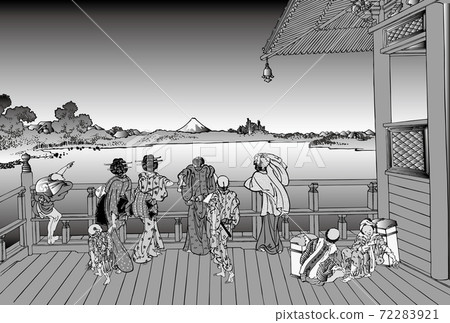 Katsushika Hokusai image 500 Rakanji Sazaedo black and white 72283921