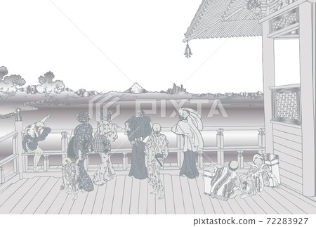 Katsushika Hokusai image 500 Rakanji Sazaedo silver white background 72283927