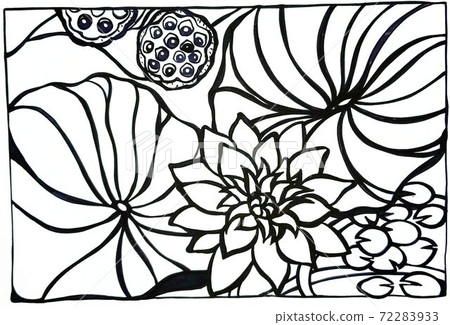 It is a coloring book of lotus flowers that blooms beautifully even in a mud pond. Let's sew and decorate it beautifully! 72283933