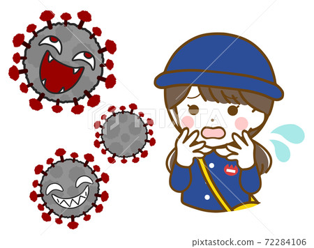 Kindergarten girl confused by virus Kindergarten girl confused by virus 72284106