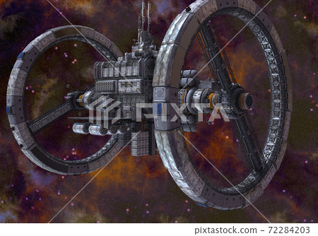 Future space station in deep space 3d illustration 72284203