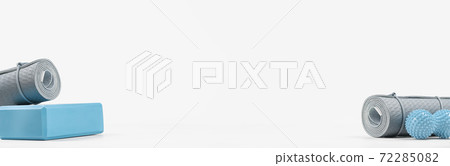 Rolled yoga mat and yoga block or brick Rolled yoga mat and yoga block or brick 72285082