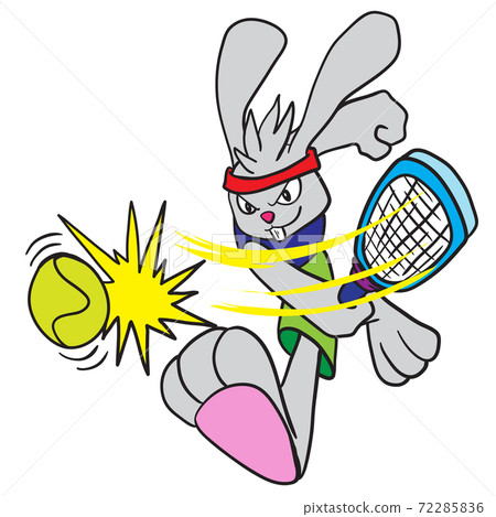 Rabbit doing tennis smash. doodle icon image Rabbit doing tennis smash. doodle icon image 72285836