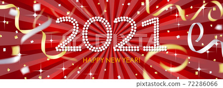 2021閃閃發光的金色和銀色紙暴風雪和磁帶照耀著背景 72286066