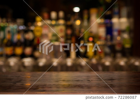 Empty wooden table in Irish pub and restaurant for present product Empty wooden table in Irish pub and restaurant for present product 72286087