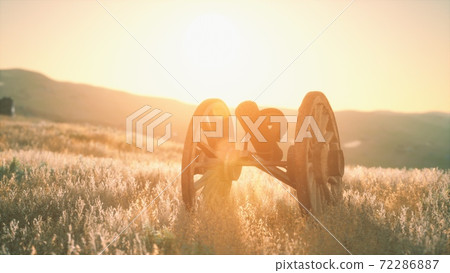 historic war gun on the hill at sunset 72286887