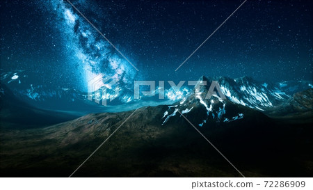 Milky Way over the mountain peaks 72286909
