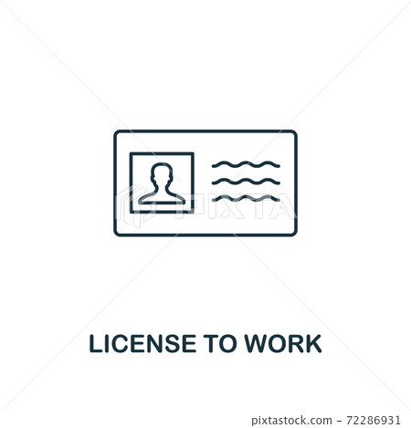License To Work icon. Thin line design symbol from business ethics icons collection. Pixel perfect license to work icon for web design, apps, software, print usage 72286931