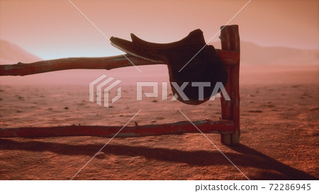 Horse Saddle on the Fence in Monument Valley 72286945