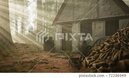 old wooden house in the autumn forest old wooden house in the autumn forest 72286949