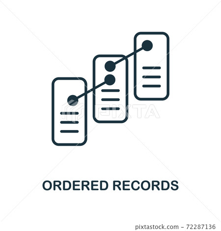 Ordered Records icon. Monochrome style design from blockchain icon collection. UI and UX. Pixel perfect ordered records icon. For web design, apps, software, print usage. 72287136