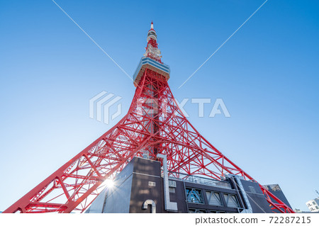 都市風景藍天和東京鐵塔 都市風景藍天和東京鐵塔 72287215
