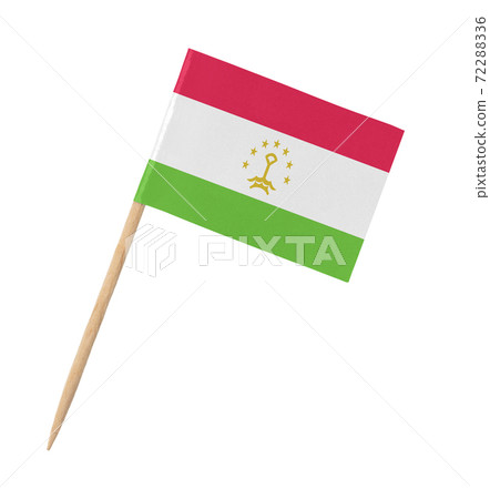 Small paper flag of Tajikistan on wooden stick Small paper flag of Tajikistan on wooden stick 72288336