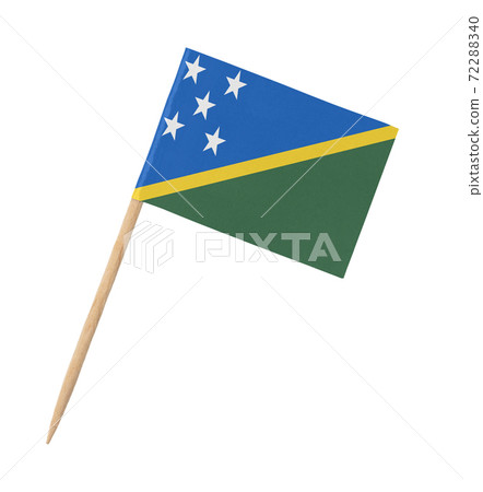 Small paper flag of Solomon Islands on wooden stick Small paper flag of Solomon Islands on wooden stick 72288340