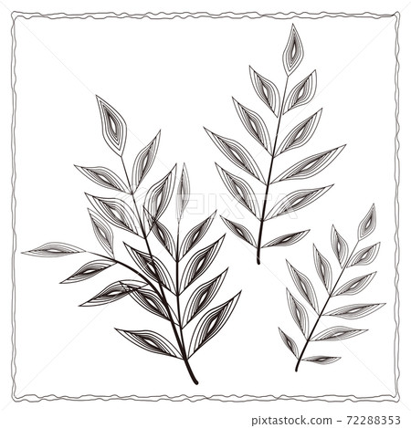 Botanical simple plant drawn in a circle Botanical simple plant drawn in a circle 72288353