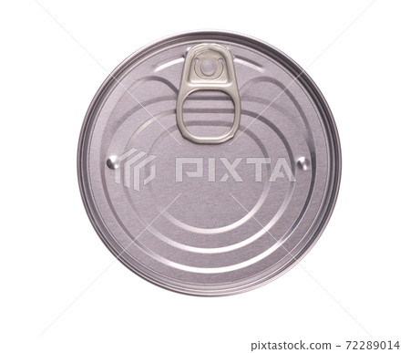 Tin can isolated on white background. Metal cans for canned and pickled products. Top view. 72289014