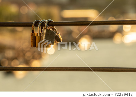 Love locks near Dom Luis bridge in central Porto 72289412