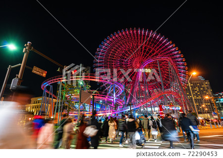 Yokohama cityscape of Japan Corona-damaged - Stock Photo 