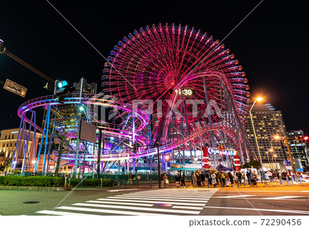 Yokohama cityscape of Japan Corona-damaged - Stock Photo 