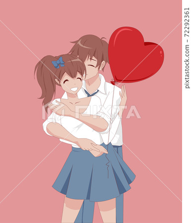 Anime manga girl blows a kiss in dynamic pose Vector Image