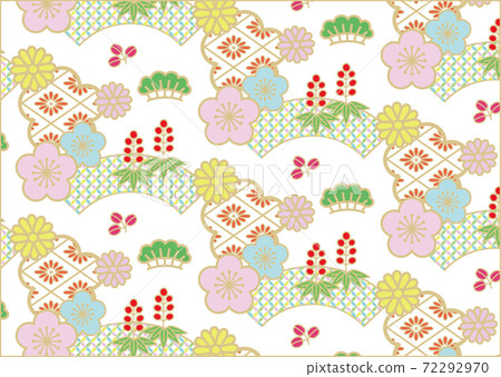 西陣織日式無縫花紋日式背景素材 72292970