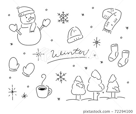 冬季手繪插圖集/可愛/雪/水晶/雪人/圍巾/手套/襪子 72294100