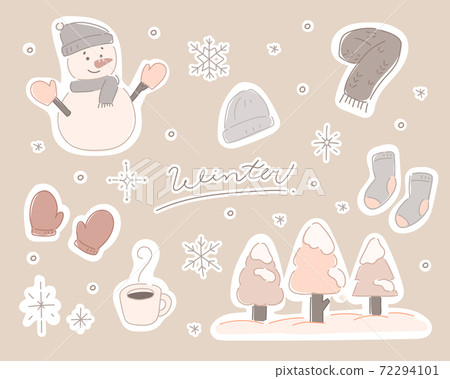 冬季手繪插圖集/可愛/雪/水晶/雪人/圍巾/手套/襪子 72294101