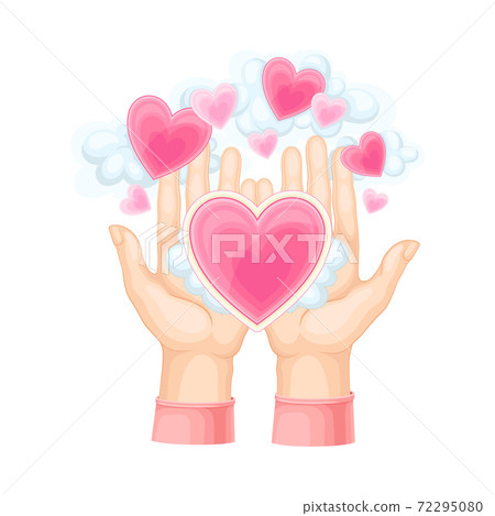 Open Palms and Soft Pink Heart as Love and Deep Affection Symbol Vector Illustration Open Palms and Soft Pink Heart as Love and Deep Affection Symbol Vector Illustration 72295080