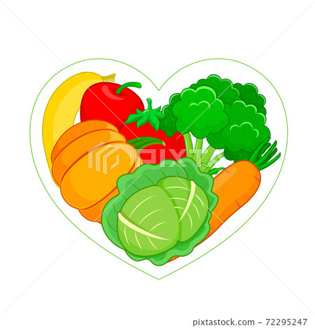 Fruits and vegetables in heart shape.  72295247